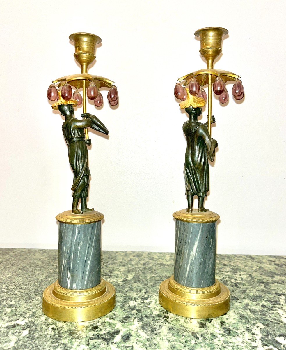 Pair Of Candlesticks, 18th Century, Lxvidirectory Period-photo-2