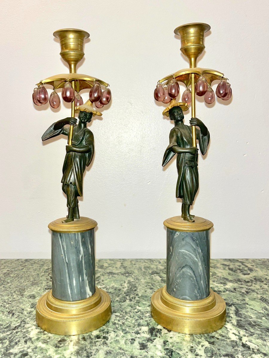 Pair Of Candlesticks, 18th Century, Lxvidirectory Period