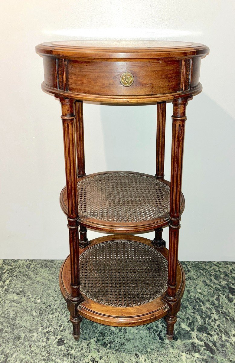 Round Bedside Table Louis XVI Style, 19th Century-photo-2