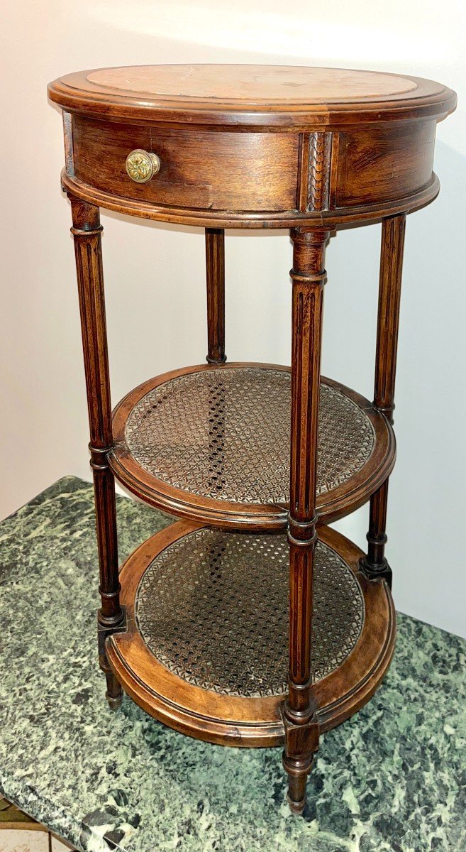 Round Bedside Table Louis XVI Style, 19th Century-photo-3