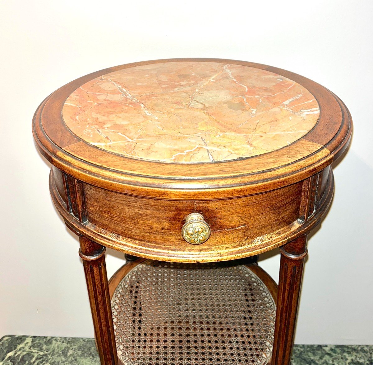 Round Bedside Table Louis XVI Style, 19th Century-photo-4