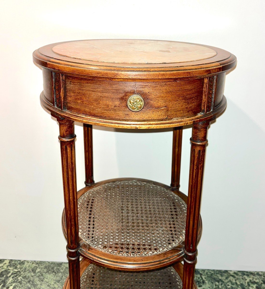 Round Bedside Table Louis XVI Style, 19th Century-photo-1