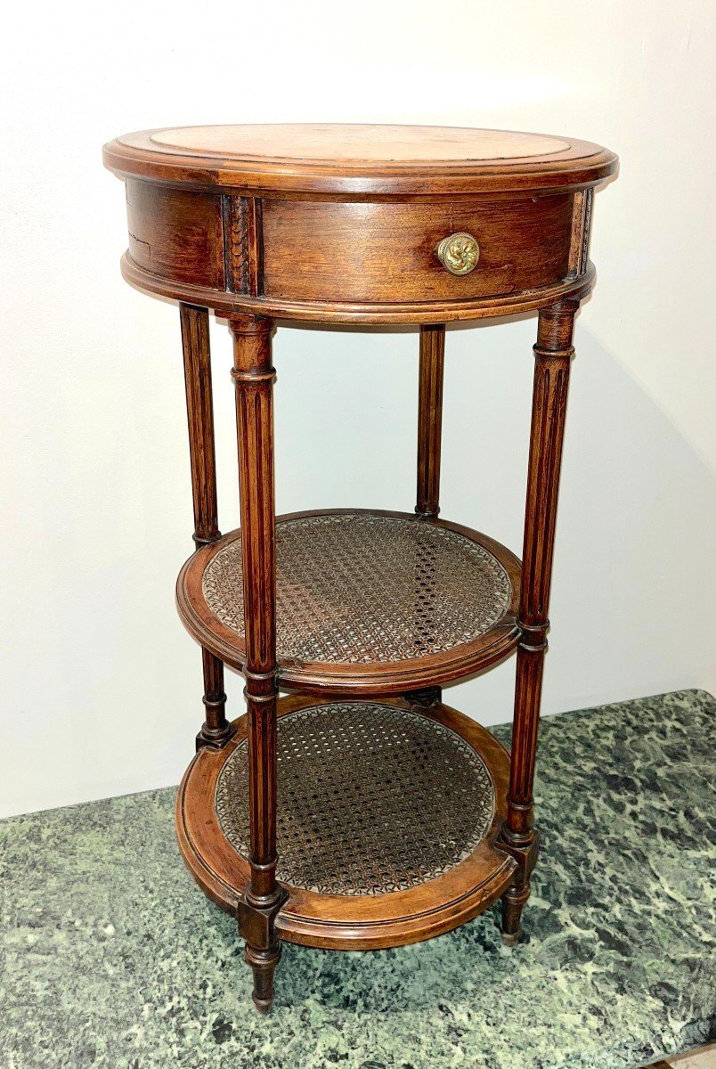 Round Bedside Table Louis XVI Style, 19th Century-photo-3