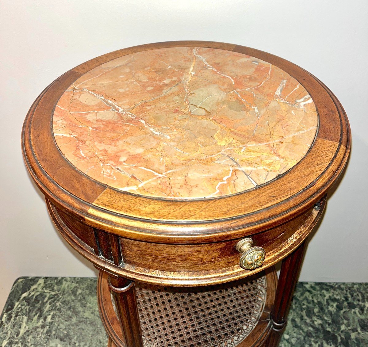 Round Bedside Table Louis XVI Style, 19th Century-photo-7