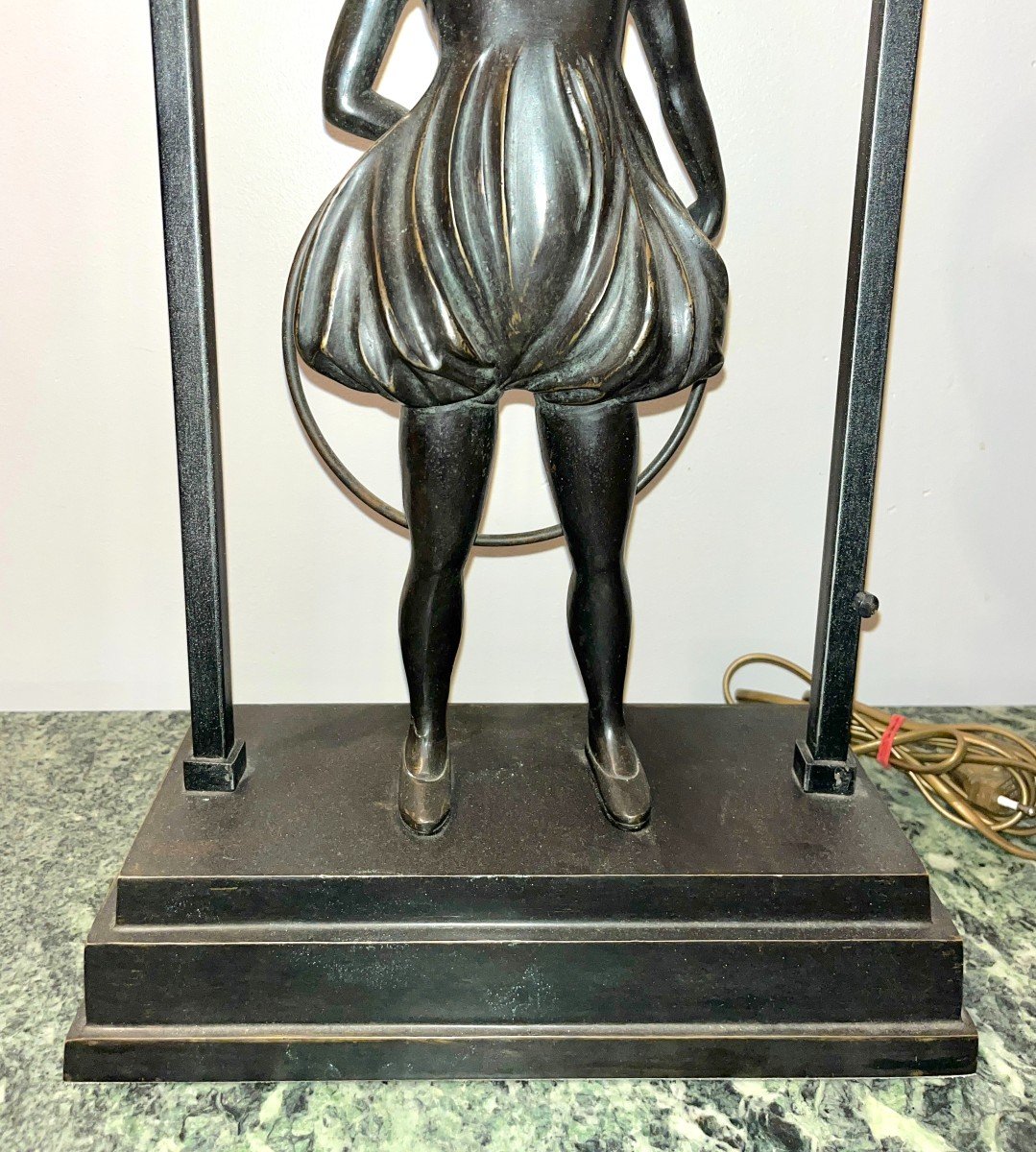 Bronze Lamp Young Girl With Hoops-photo-3