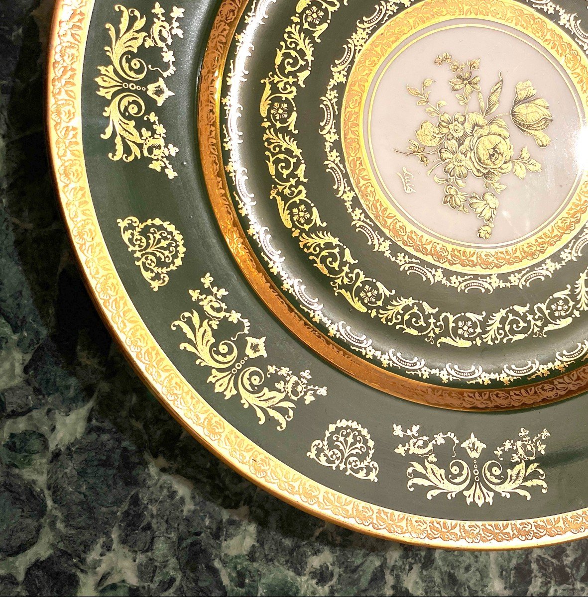 Empire Green Limoges Porcelain Dish-photo-3