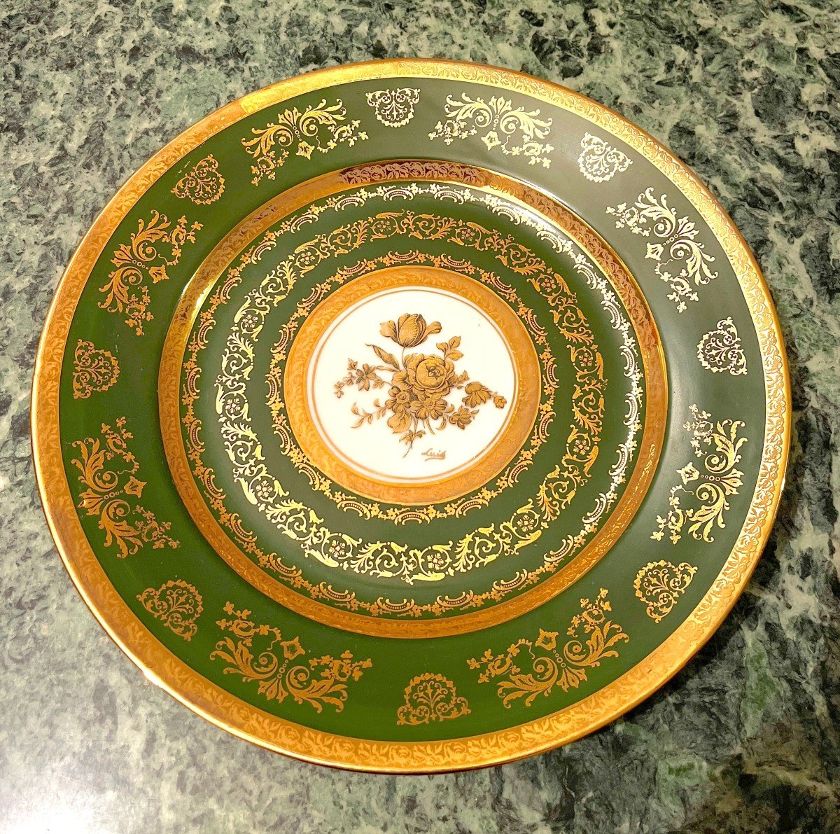 Empire Green Limoges Porcelain Dish