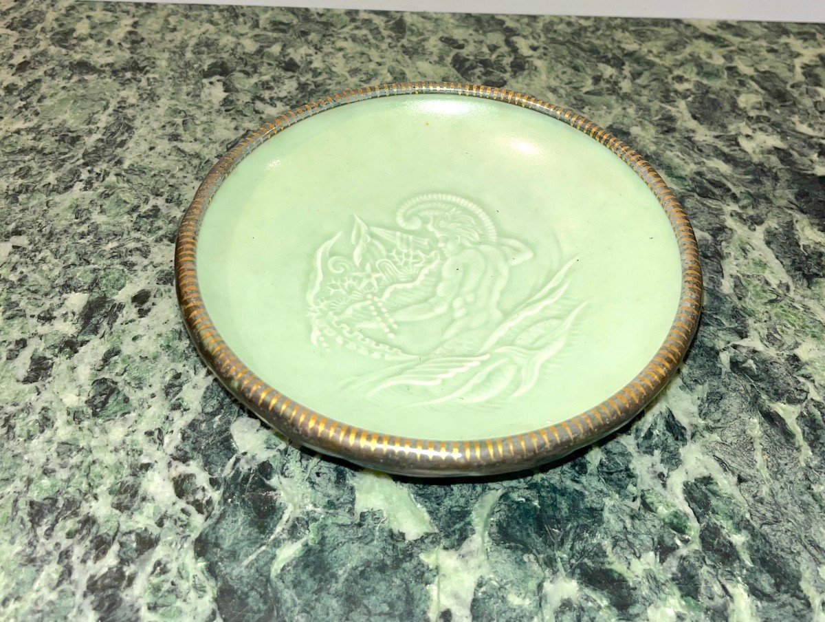 Coupe Art Déco En Céramique De Sèvres Celadon