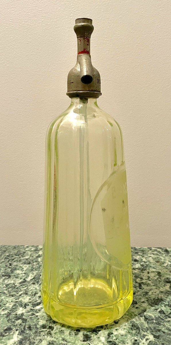 Art Deco Seltzer Water Siphon In Yellow Ouraline Glass -photo-5