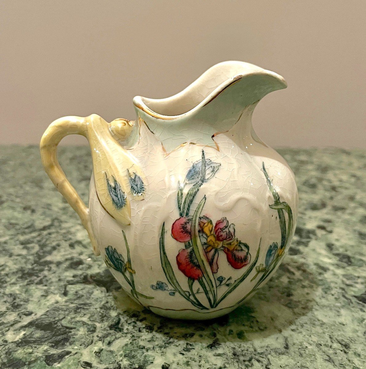 Pot à Lait Libellule Art Nouveau Faiënce De Luneville XIXème Siècle