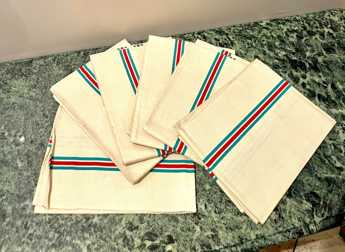 6 Antique Linen Tea Towels-photo-3