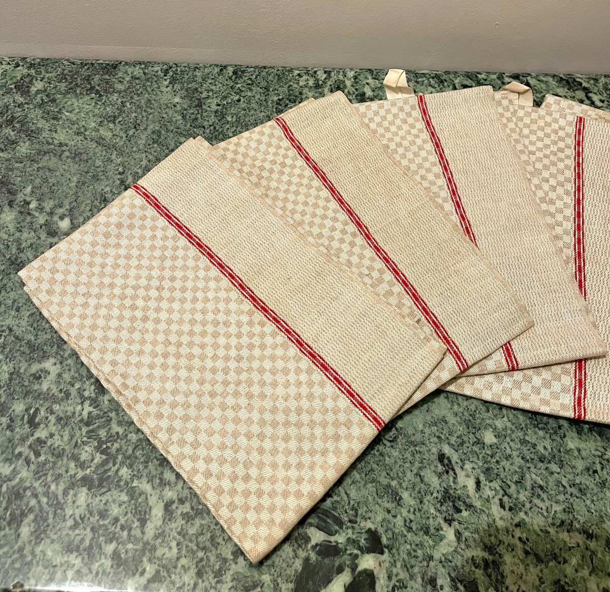 6 Antique Linen Tea Towels-photo-3