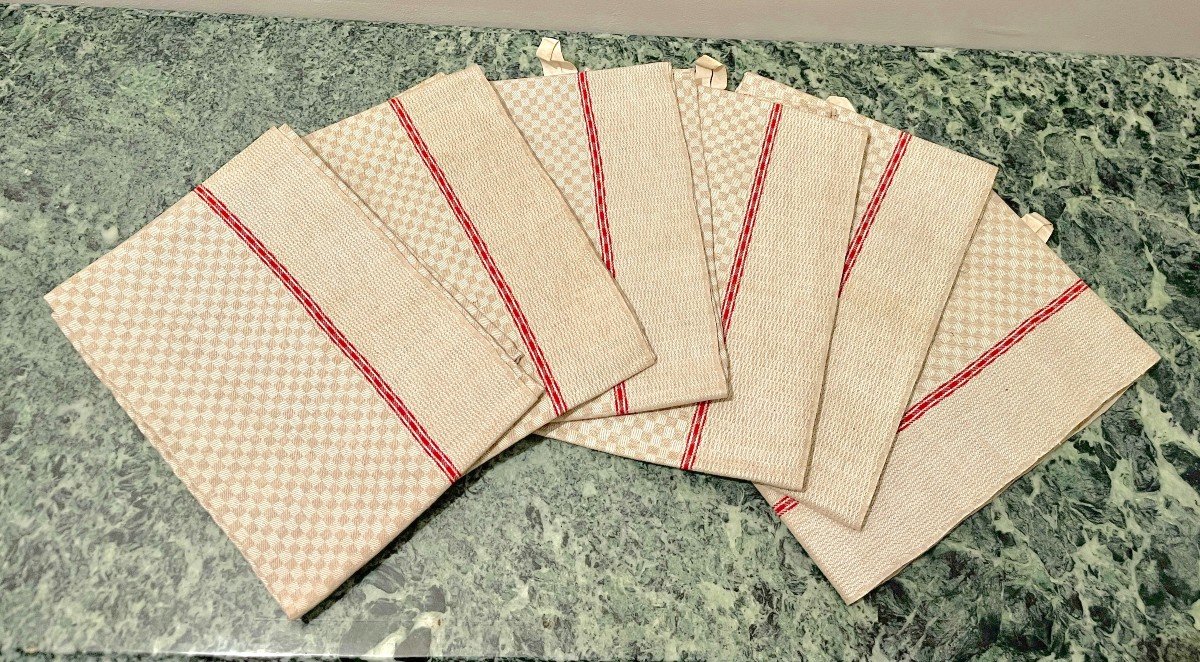 6 Antique Linen Tea Towels