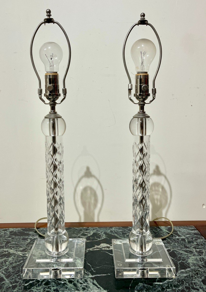 Paire De Lampes En Cristal-photo-4