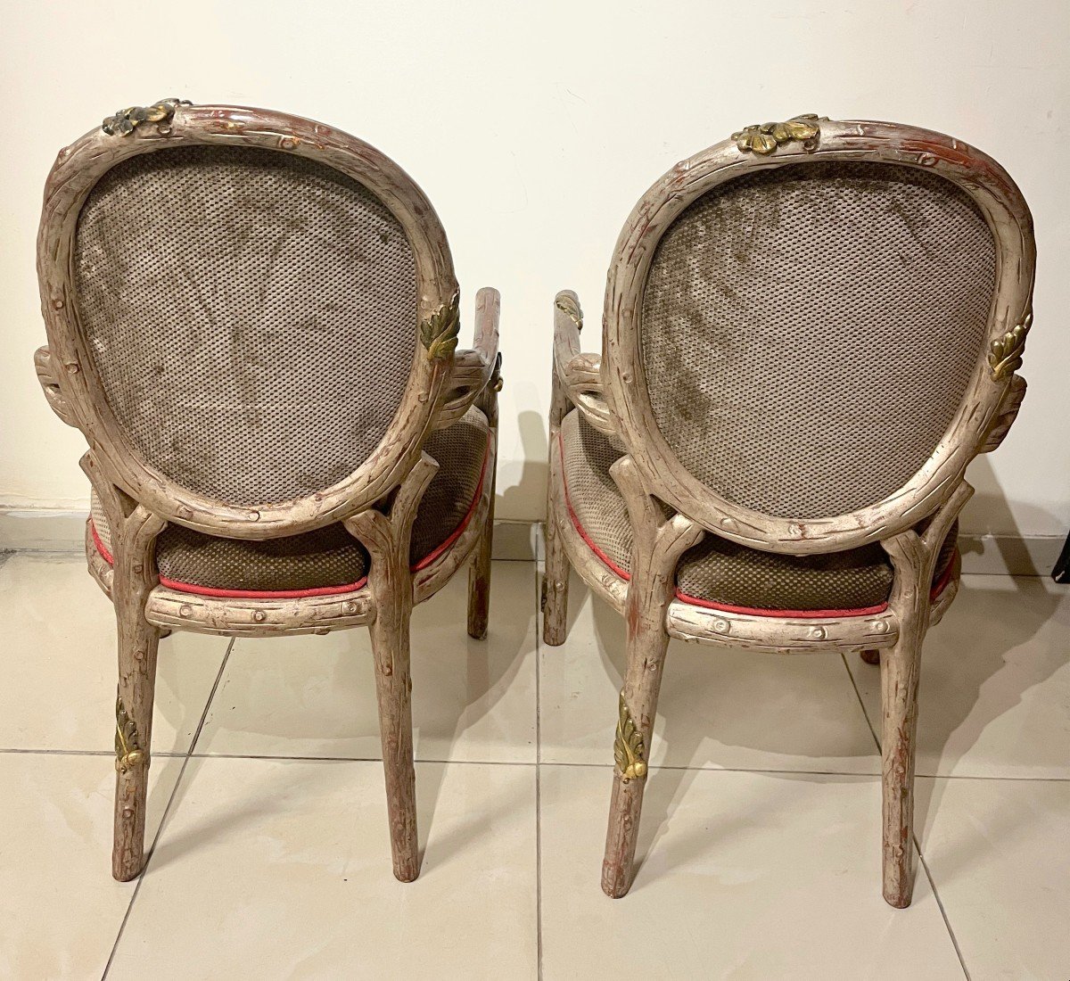 Pair Of Tree Branch Cabriolet Armchairs-photo-3