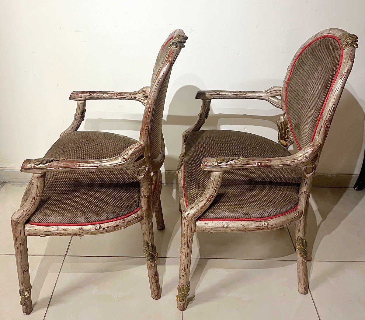 Pair Of Tree Branch Cabriolet Armchairs-photo-4