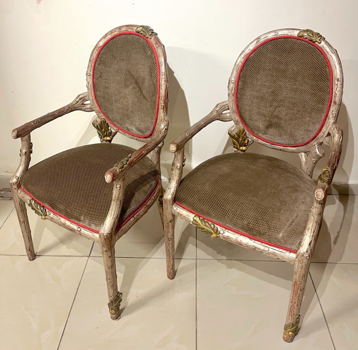 Pair Of Tree Branch Cabriolet Armchairs-photo-1