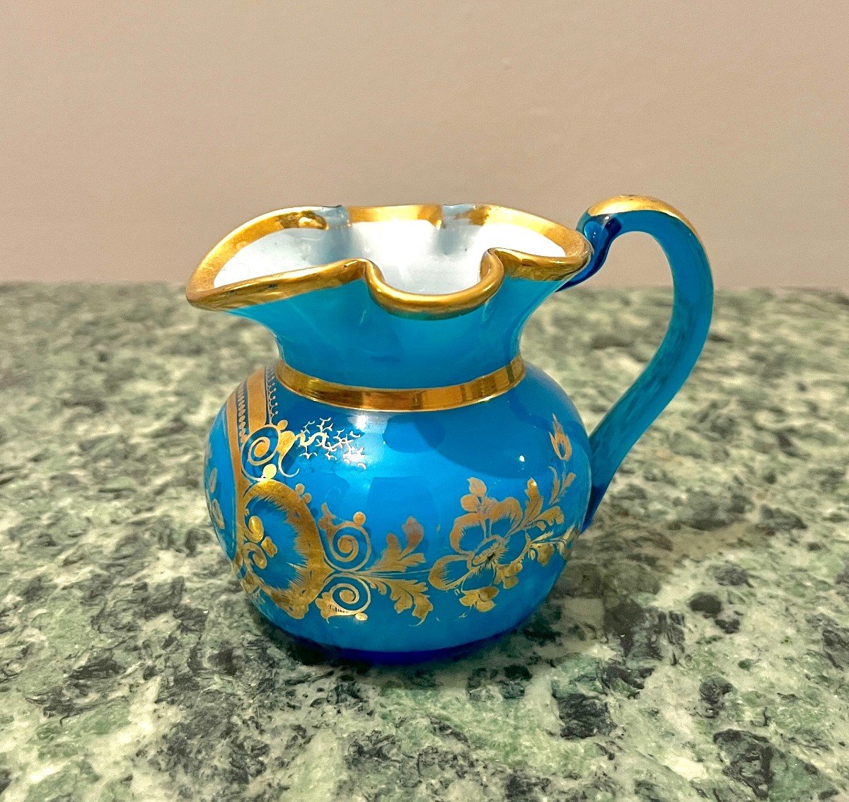 Louis-philippe Period Opaline Turquoise Milk Jug Creamer