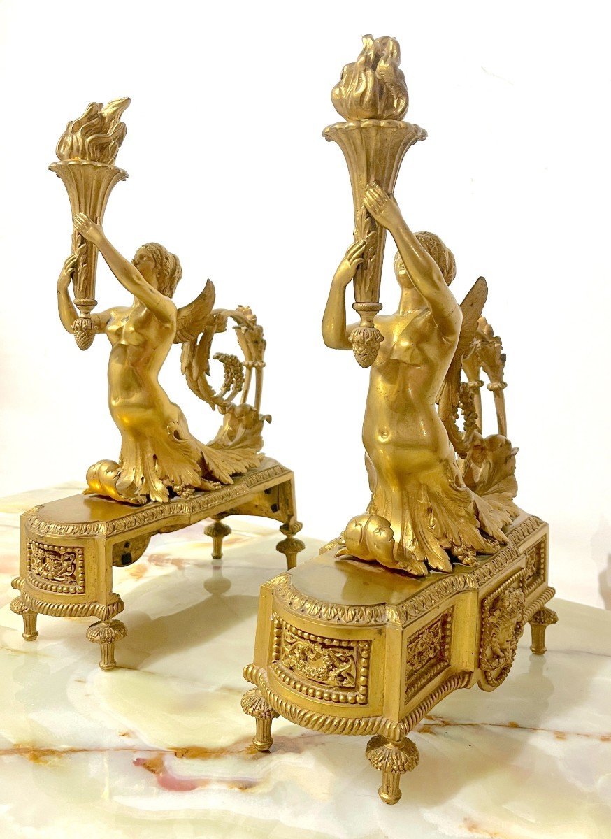 Gilt Bronze Andirons Napoleon III Style Lxvi-photo-4