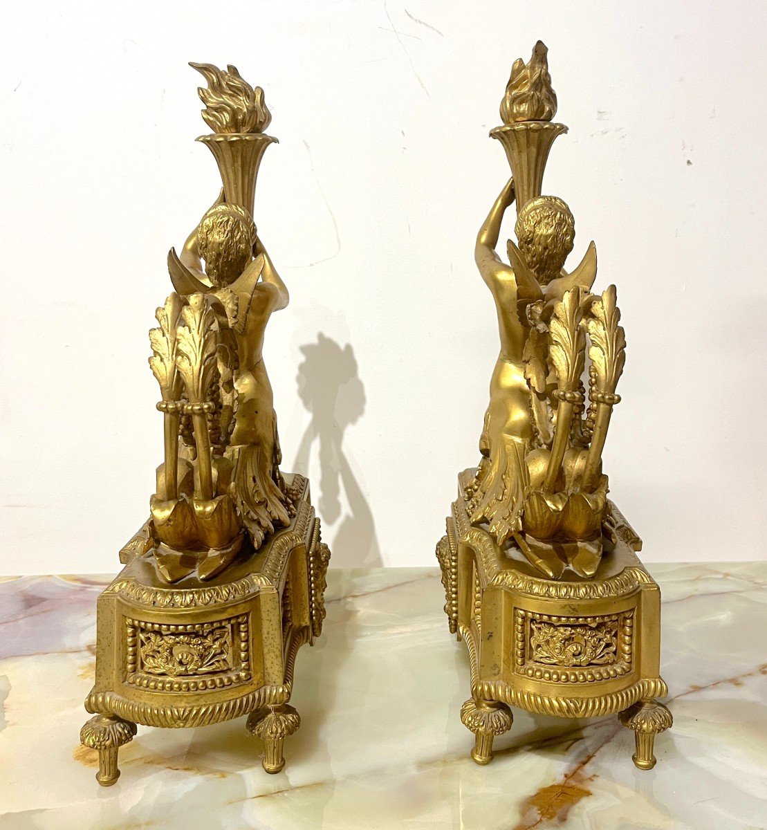 Gilt Bronze Andirons Napoleon III Style Lxvi-photo-3