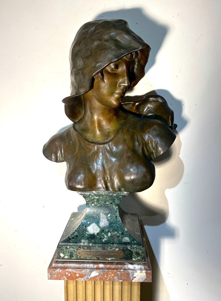 Buste De Femme En Bronze Sur Un Socle En Marbre - Hans Schork-photo-1