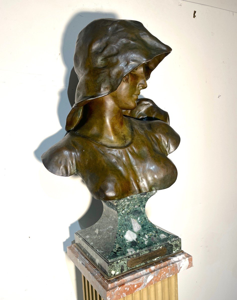 Buste De Femme En Bronze Sur Un Socle En Marbre - Hans Schork-photo-3