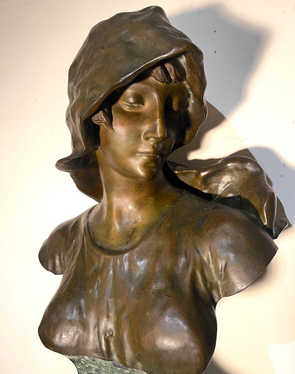 Buste De Femme En Bronze Sur Un Socle En Marbre - Hans Schork-photo-4