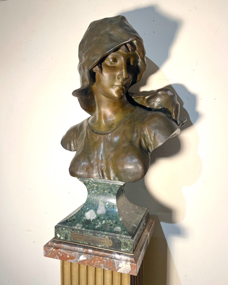 Buste De Femme En Bronze Sur Un Socle En Marbre - Hans Schork-photo-5