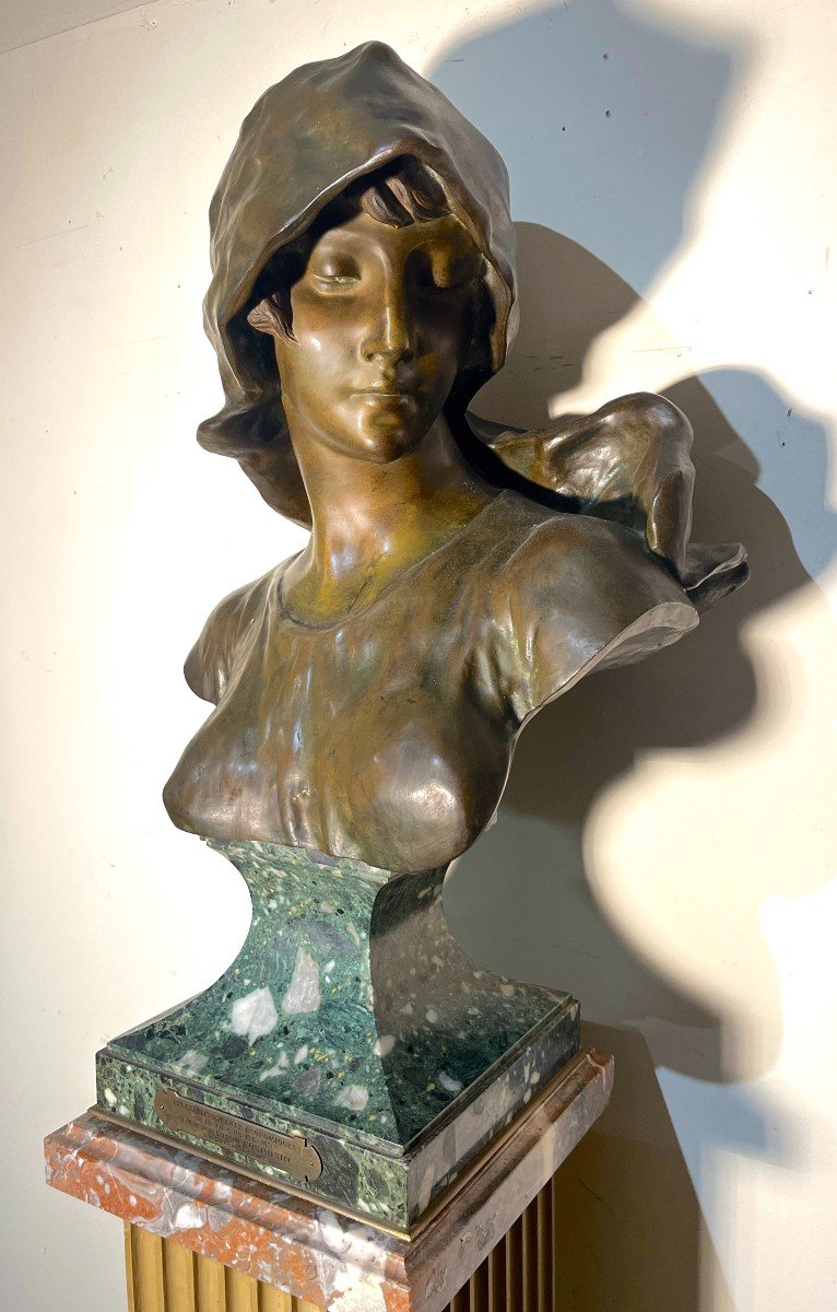 Buste De Femme En Bronze Sur Un Socle En Marbre - Hans Schork-photo-6