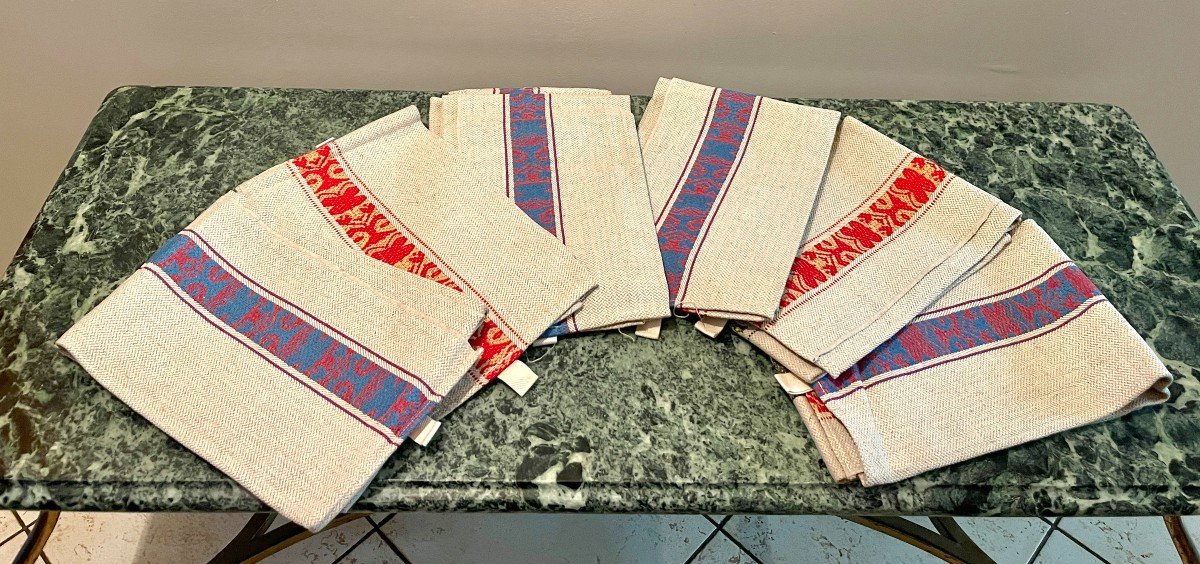 6 Old Ecru Tea Towels-photo-4