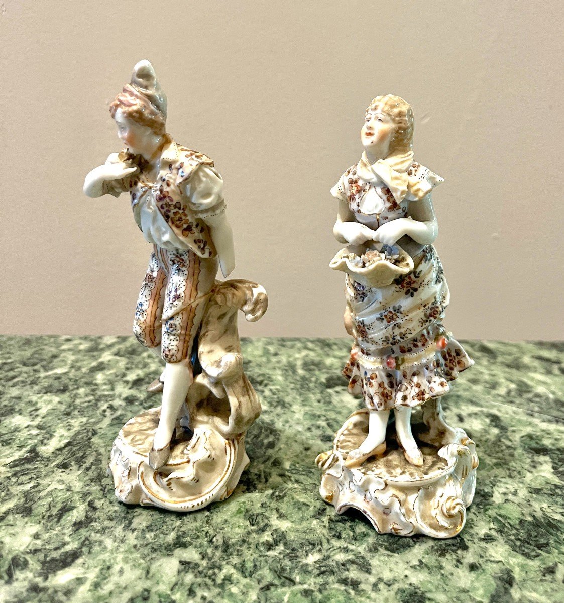 Pair Of German Porcelain Figures, Late 19th Century-photo-2