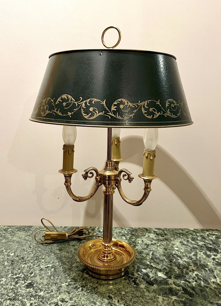 Lampe Bouillotte De Style Lxvi En Bronze Ciselé Et Doré-photo-4