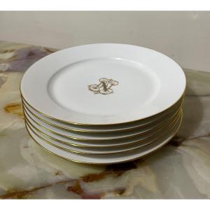 6 Assiettes En Porcelaine De Sèvres  XIXème Siècle