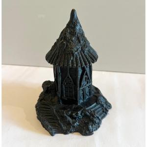 Pyrogenic Bronze Match Holder In The Shape Of A House