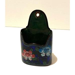 Pyrogène Porte Allumettes En émaux Cloisonnés Sur Cuivre à Décor de Fleurs