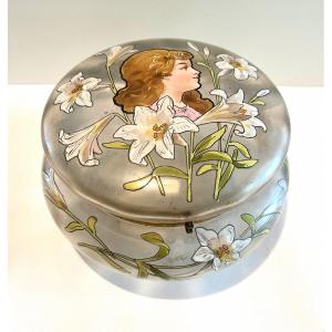 Coffret Art Nouveau En Verre émaillé