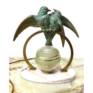 Art Deco Night Light In Bronze