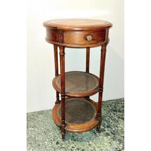 Round Bedside Table Louis XVI Style, 19th Century