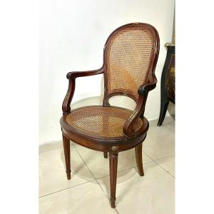 19th Century Lxvi Style Mahogany And Bronze Armchair