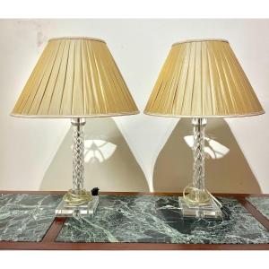 Paire De Lampes En Cristal