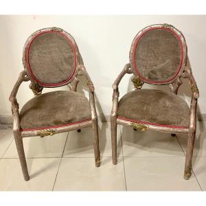 Pair Of Tree Branch Cabriolet Armchairs