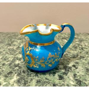 Louis-philippe Period Opaline Turquoise Milk Jug Creamer