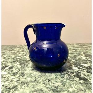 Blue Glassware Milk Jug Creamer With Stars