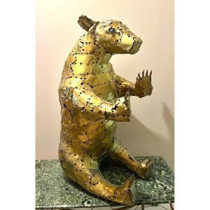 Bear Made Of Brass Plaquettes