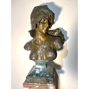 Buste De Femme En Bronze Sur Un Socle En Marbre - Hans Schork