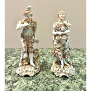 Paire De Personnages En Porcelaine Allemande Fin XIXème