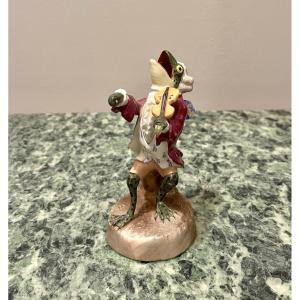 German Porcelain Musician Frog, Late 19th Century