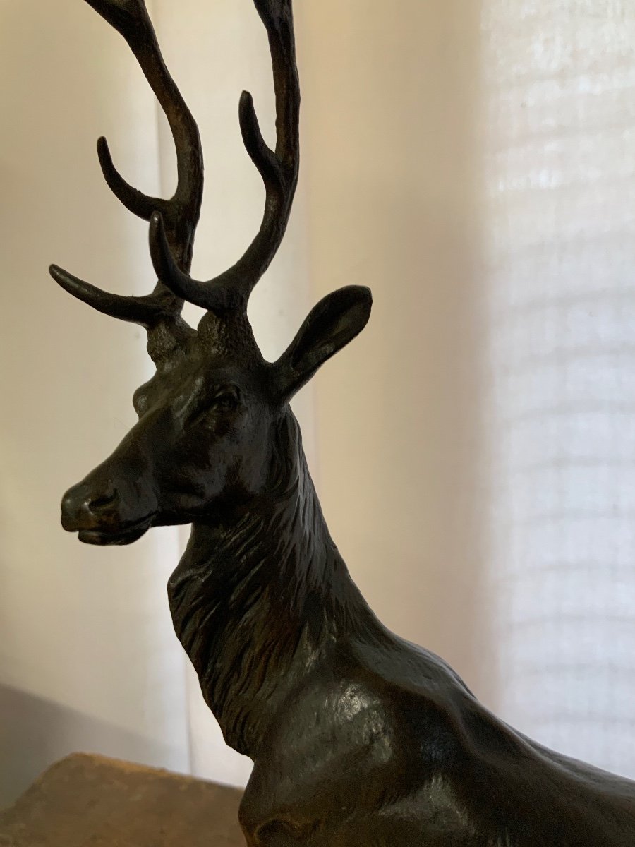 Deer In Bronze Signed Maurice Favre-photo-1
