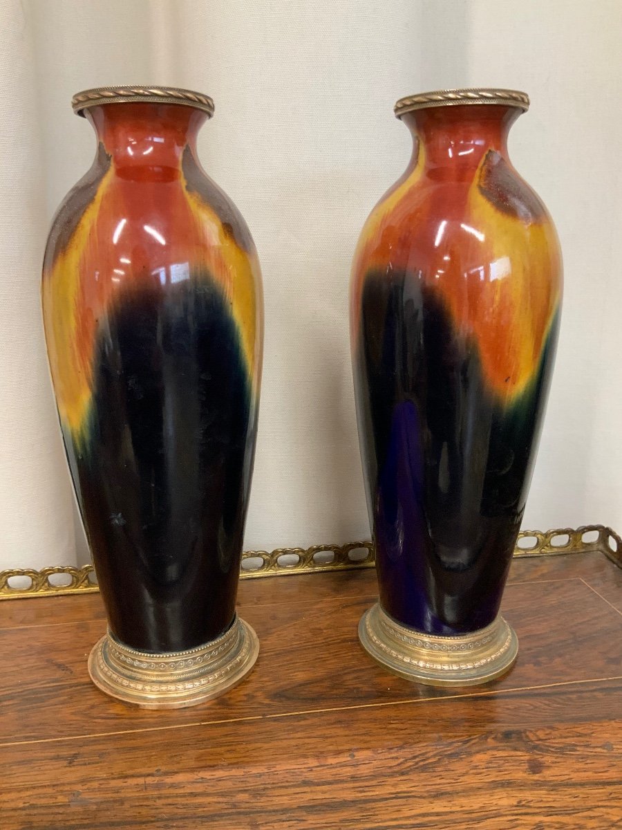 Paire de vases ovoïdes en céramique-photo-4