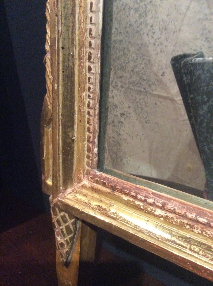 Petit Miroir En Bois Dore De Style Louis XVI-photo-4